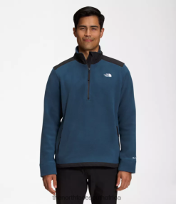 Men Alpine Polartec 200 -Zip The North Face BXR246356 Clothing Shady Blue/TNF Black