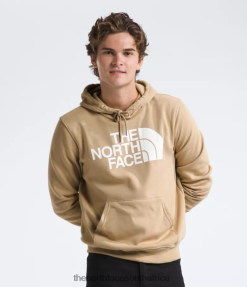 Men Half Dome Pullover Hoodie The North Face BXR246108 Clothing Khaki Stone/TNF White