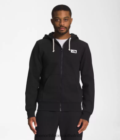 Men Heritage Patch Full-Zip Hoodie The North Face BXR246703 Clothing TNF Black