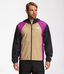 Men Hydrenaline Jacket 2000 The North Face BXR246100 Clothing Khaki Stone/Purple Cactus Flower/TNF Black
