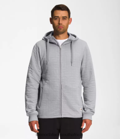 Men Longs Peak Quilted Full-Zip Hoodie The North Face BXR246653 Clothing Meld Grey White Heather