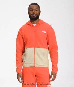 Men TNF Tech Full-Zip Hoodie The North Face BXR246208 Clothing Gravel/Retro Orange