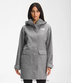 Women City Breeze Rain Parka II The North Face BXR246153 Clothing TNF Medium Grey Heather