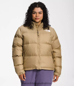 Women Plus 1996 Retro Nuptse Jacket The North Face BXR246800 Clothing Khaki Stone